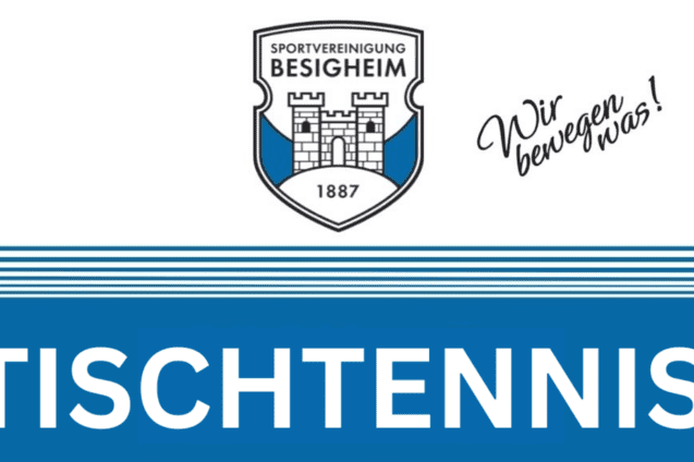 Logo der Sportvereinigung Besigheim mit dem Text „TISCHTENNIS“ und dem Slogan „Wir bewegen was!“.