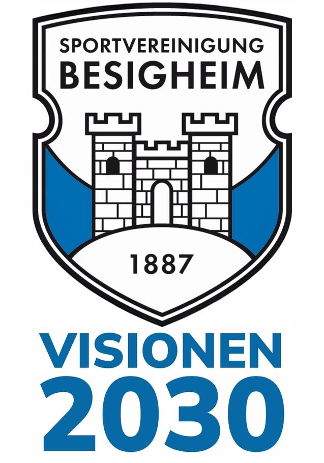 Wappen der Sportvereinigung Besigheim mit dem Schriftzug "Visionen 2030" unterhalb des Jahres 1887.
